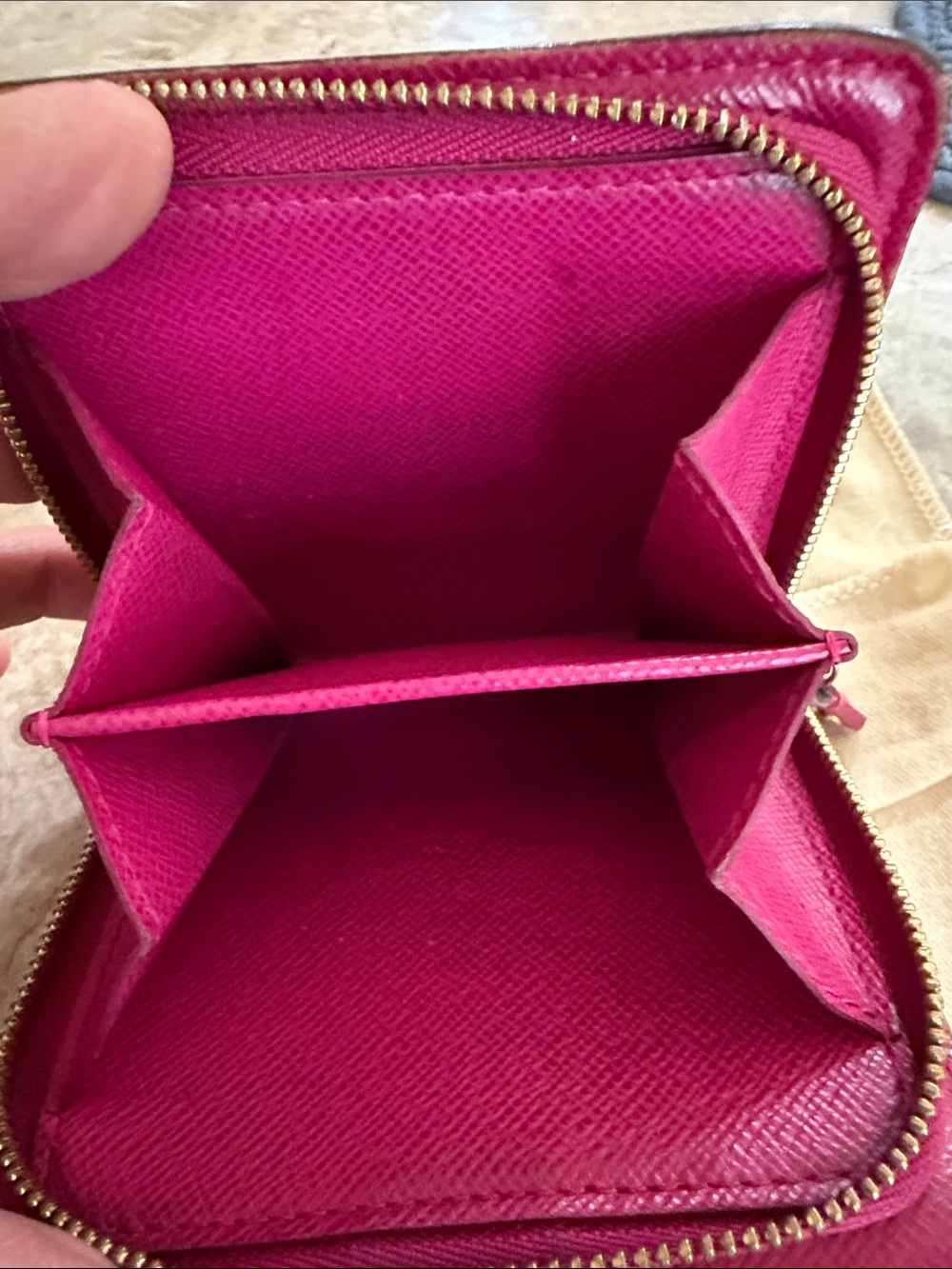 Louis Vuitton Auth Monogramed Perforated Compact Zipper Fuschia wallet /dustbag - Picture 8 of 17